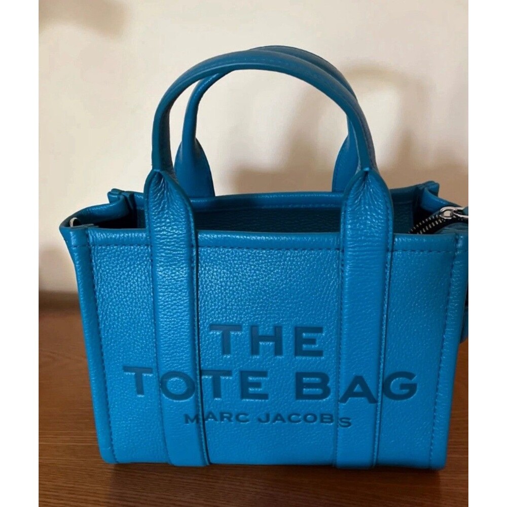 Marc Jacobs Small Leather Tote Bag  Harbor Blue